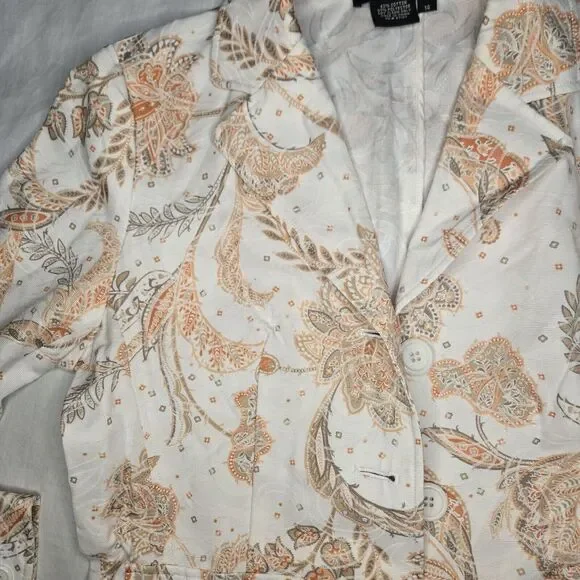 Peck & Peck Fall/Spring Jacket (Tag 14) Measures Like Med Floral Paisley See Pic - Picture 3 of 10